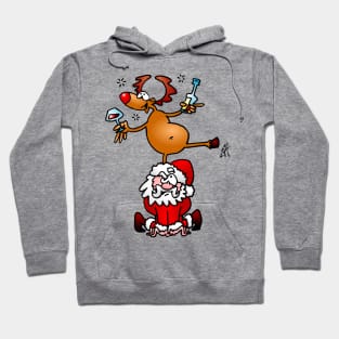 Reindeer is having a drink on Santa Claus Hoodie